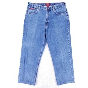 Chaps Jean Denim Cotton Men SZ 36x34 Blue Straight Stretch VTG Mid Rise Slim 90s